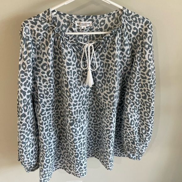 Emerson Fry India Collection Bardot Top - Charcoal Leopard - Size Medium - Picture 4 of 12